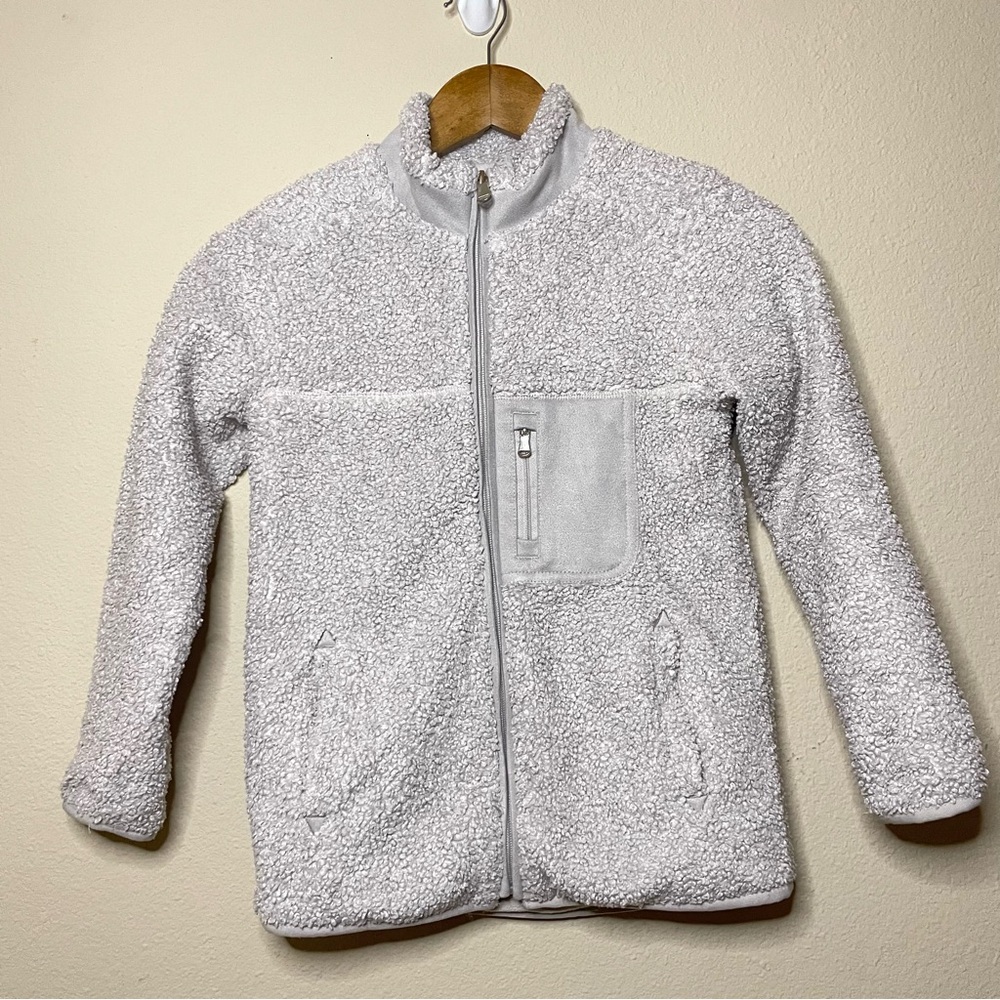 Girls Copper Key Sherpa Full Zip Up Jacket Size 7/8 Gray‎